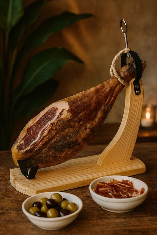 Ceruzo Hamhouder – Houten Hamstandaard met Metaal – Spaanse Ham 4–9 kg – 40x19x36 cm