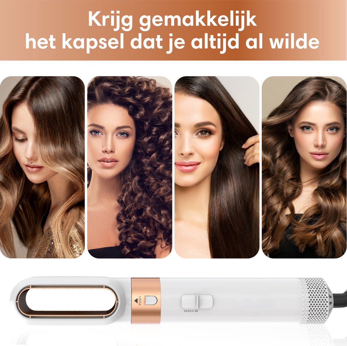 Professionals Airstyler - 5 in 1 Hairstyler - Incl. Reistas - Föhnborstel - Multistyler - Hairwrap - Krulborstel - Haarstyler - Hairstyler - Stijltang - Wit