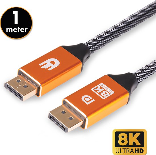 Drivv. Displayport Kabel - 8K 60Hz – 4K 144 Hz - 32.4GBps - Displayport 1.4 - DP Kabel - 1 meter