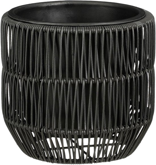 Mica Decorations Peta Bloempot voor Buiten – Set van 3 – Plantenpot voor Bloemen en Buitenplanten – Bloempotten voor Buiten – Zwart