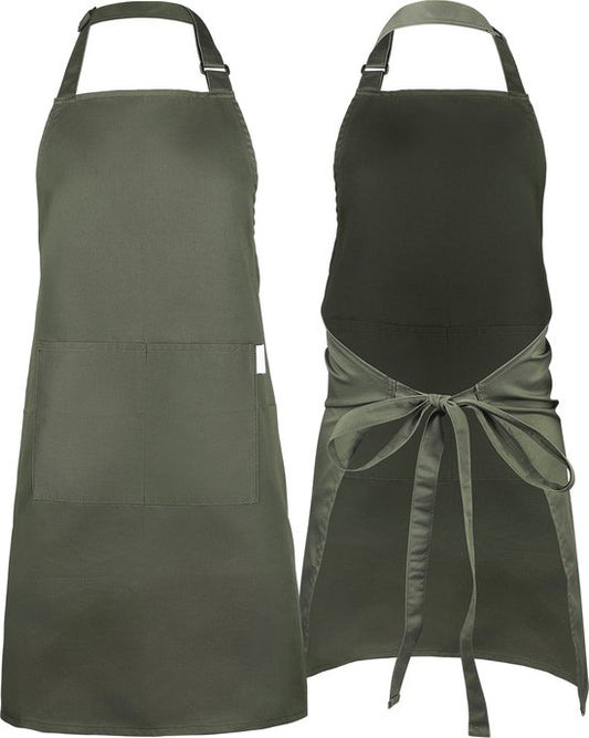Keukenschort - Water- en vuilafstotend - Professioneel Kookschort - Schort voor Dames en Heren - Horeca Sloof - Unisex - Verstelbare Gesp - Extra Grote Vakken - Groen