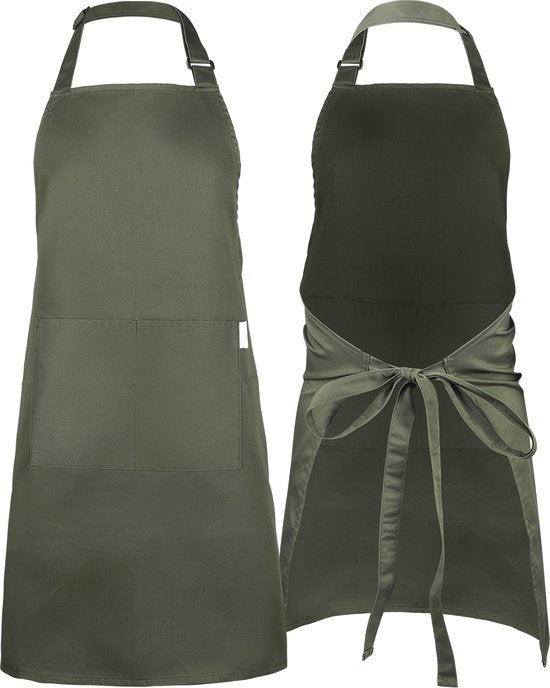 Keukenschort - Water- en vuilafstotend - Professioneel Kookschort - Schort voor Dames en Heren - Horeca Sloof - Unisex - Verstelbare Gesp - Extra Grote Vakken - Groen