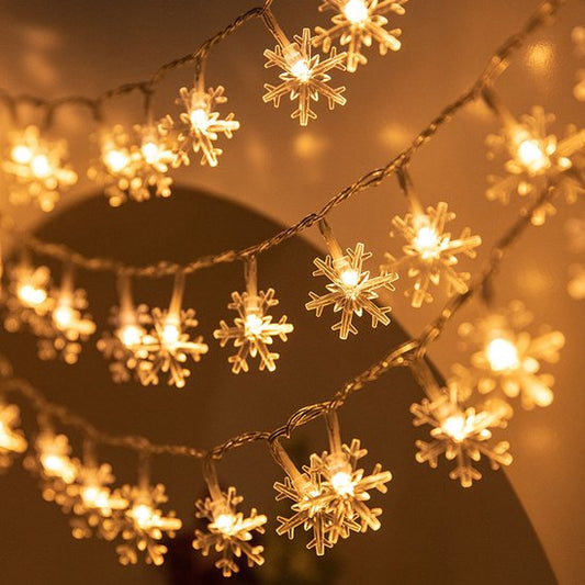 Giftmas LED Lichtgordijn Sneeuwvlokken – Kerstverlichting voor Binnen - Kerstlampjes Op Batterij – Lichtslinger Kerst - 50 LED's – 6m - Kerstversiering - Kerst Lampjes Slinger - Kerstdecoratie