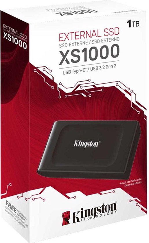 Kingston XS1000 Serie - Externe SSD - 1TB - Snelle Overdracht - USB-C