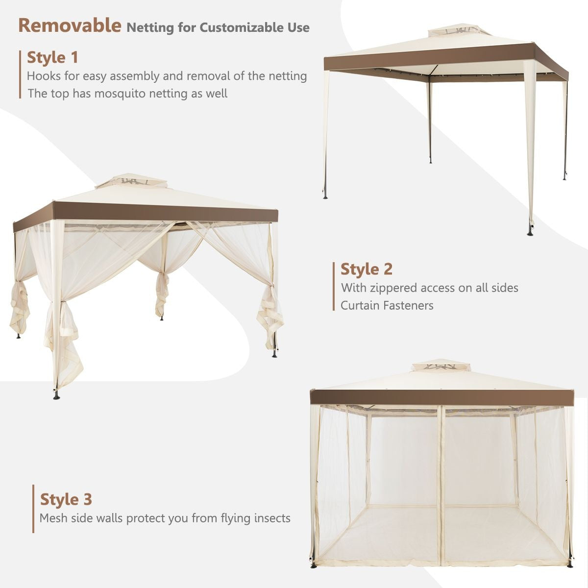 Coast Partytent - Paviljoen - 4 Zijwanden - Waterdicht - 300 x 300 x 265 cm - Beige