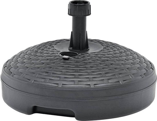 Parasolvoet Rattan look - rond - antraciet grijs - D45 cm - 20 liter - kunststof - vulbaar