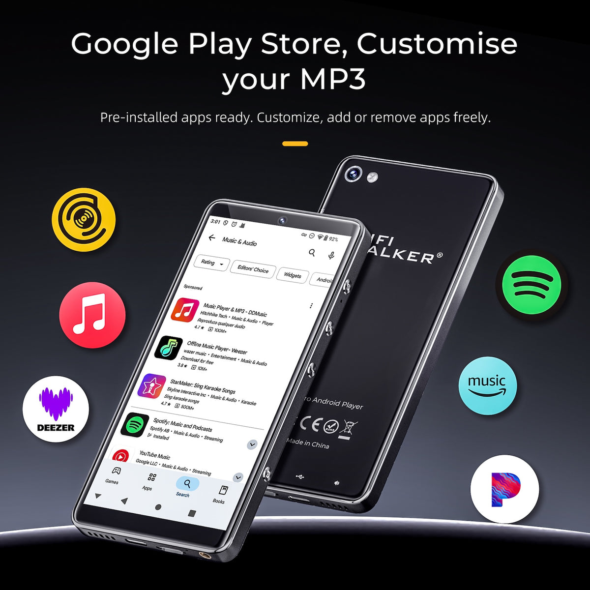 HIFI WALKER G7 Pro Android muziekspeler - 128 GB - zwart