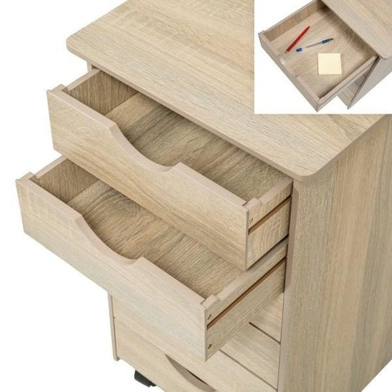 tectake® - Ladekast / ladeblok met wieltjes - Licht hout, eiken Sonoma - 401788