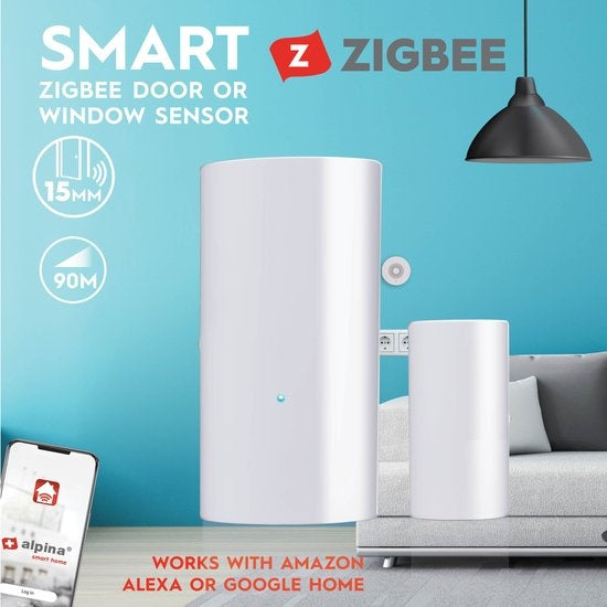 alpina Smart Home Bewegingssensor - Raam- en Deur Sensor - Bewegingsmelder - 90 Meter Bereik - Wit
