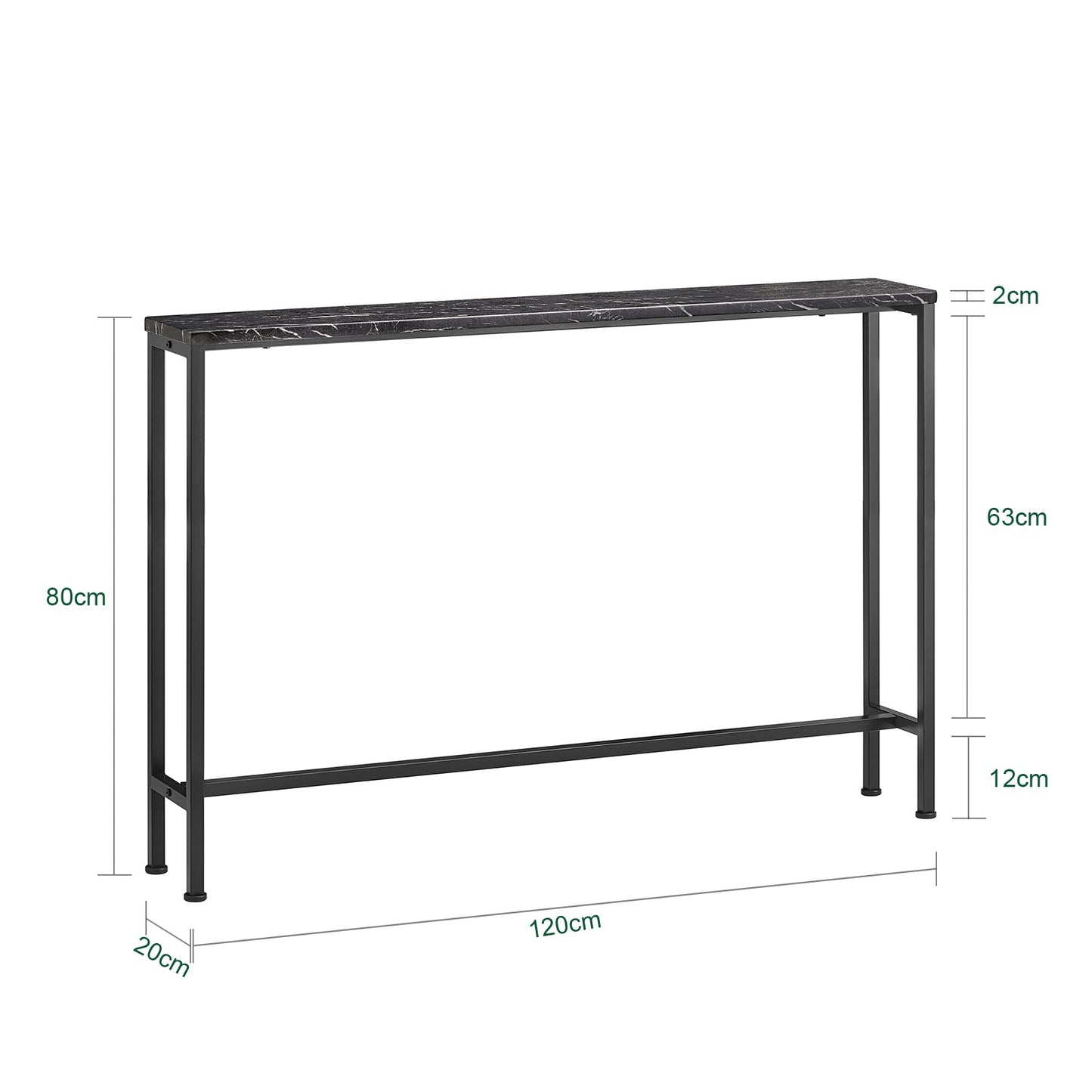 SoBuy FSB19-XL-SCH Zwarte Consoletafel met MDF Blad en IJzeren Frame – 120 x 20 x 80 cm
