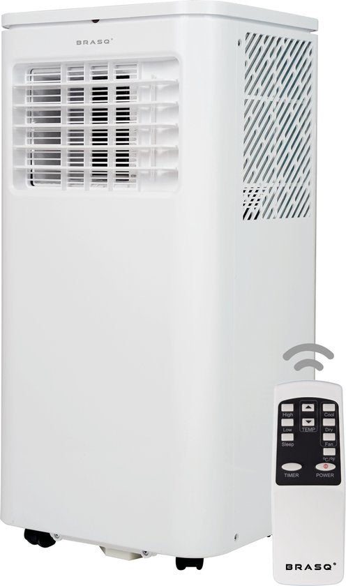 BRASQ 3-in-1 Mobiele airco met Raamafdichtingskit - Met afstandsbediening – Geschikt voor Slaapkamer - Woonkamer - Kantoor - Aircooler tot 16m2 - 9000 BTU – Wit