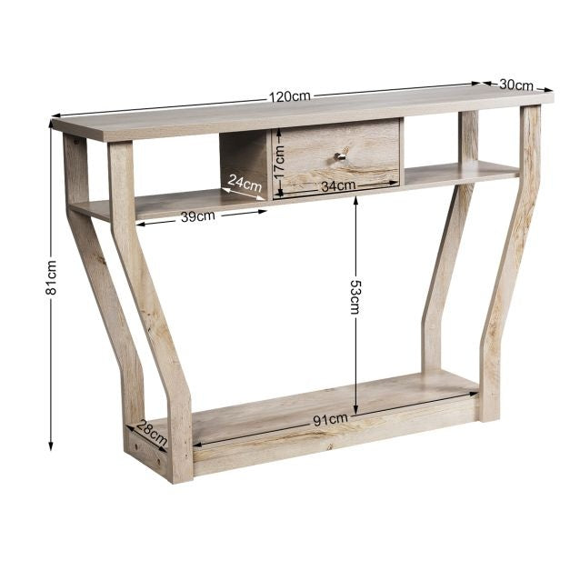 Coast Console Tafel met Lade en Plank - 3 Laags - Modern