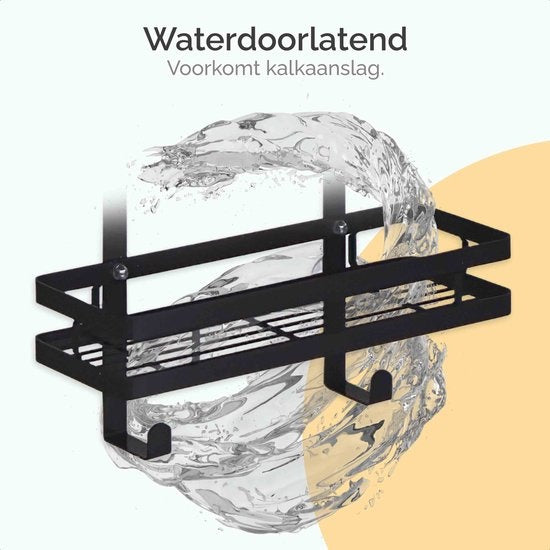Goliving Doucherek - Doucherek zonder boren - 74 x 35 cm - Hangend doucherek - RVS - Twee laags - Zwart