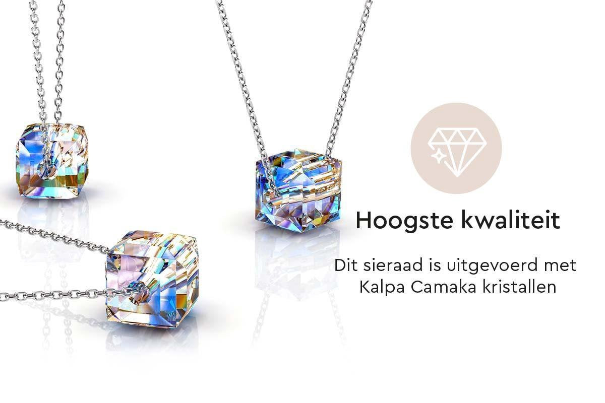 Yolora Dames Ketting met Kalpa Camaka Kristal Hanger - Zilver kleurig - 18K Witgoud Verguld - Cadeauverpakking - Moederdag Cadeautje