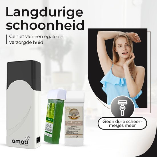 Amati Wax Roller met twee refills - Wit