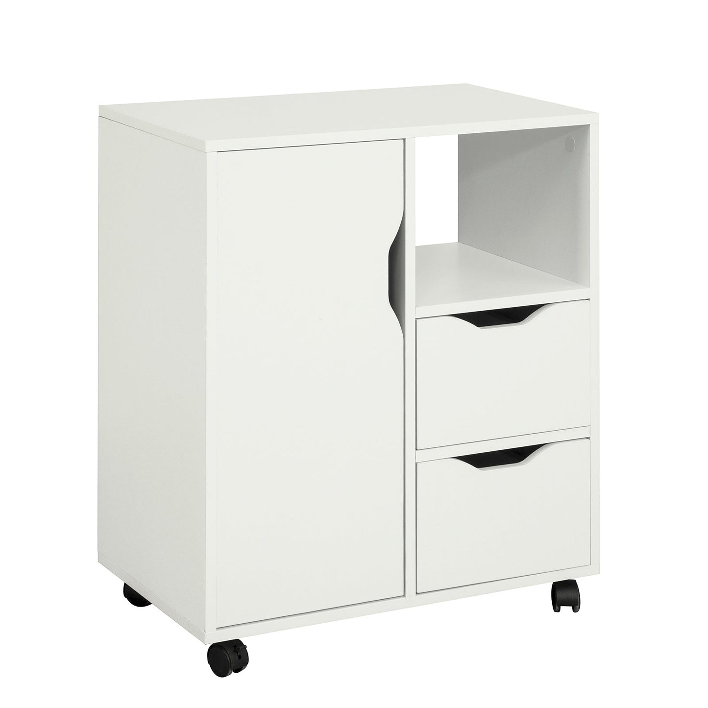 SoBuy Kantoorkastje - Printer standaard met Laden en Deur - Max. 50KG - 60 x 35 x 70 cm - Wit
