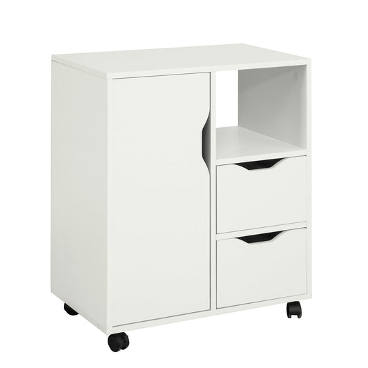SoBuy Kantoorkastje - Printer standaard met Laden en Deur - Max. 50KG - 60 x 35 x 70 cm - Wit