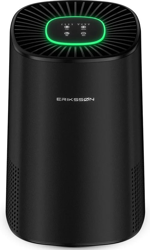 Erikssøn Luchtreiniger – HEPA 14 Filter & Ionisator – 240 m³/u – 18 x 18,4 x 29,8 cm – Zwart