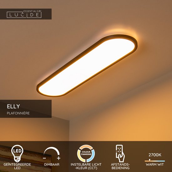 Lucide ELLY - Plafonnière (Plafondlamp) - LED Dimbaar - CCT - 1x36W 2700K/4000K - Opaal - Essential