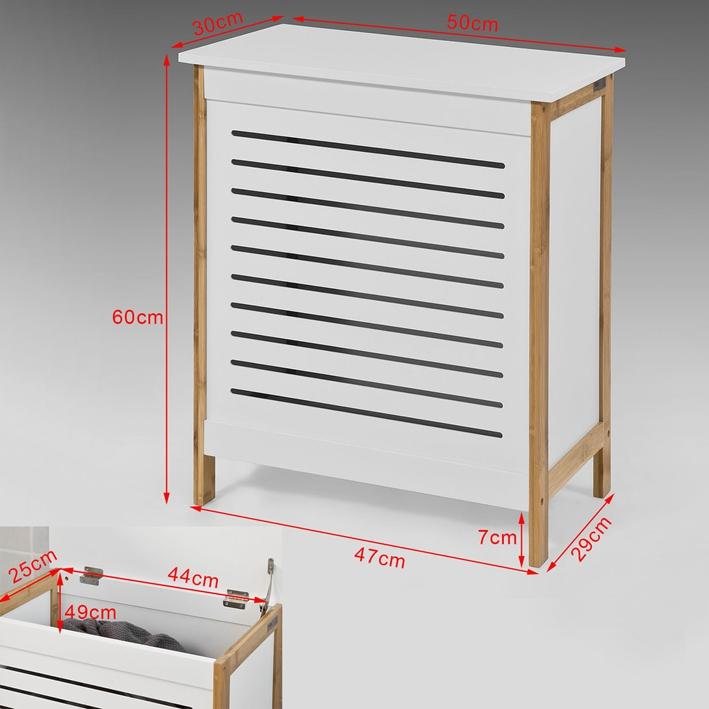 SoBuy Wasmand - wit - 50x30x60 cm