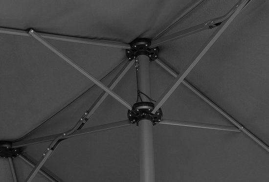 Hortensus Dubbele Parasol – UV80 & Waterbestendig – 460 x 270 x 255 cm – Zwart