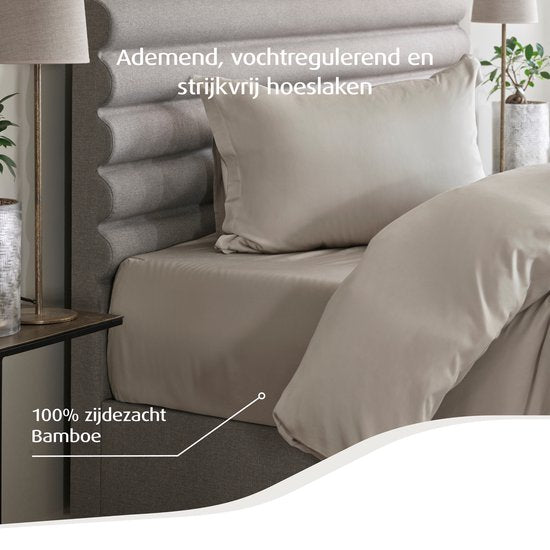 Home by TEMPUR - Topper Hoeslaken - 90 x 200 x 9 cm - Nature & Bamboevezels - Zijdezacht & Strijkvrij - Slaapkamer & Comfort - Drogerbestendig en kreukvrij
