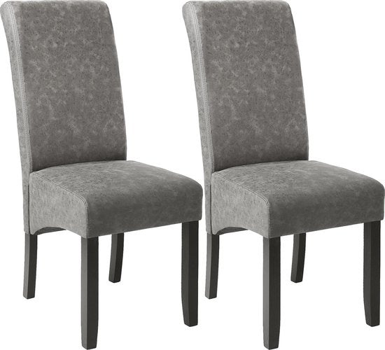 tectake® - 2 eetkamerstoelen met ergonomische zitvorm - grijs gemarmerd - 403627
