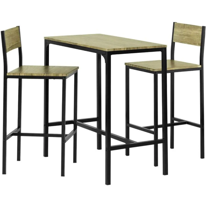 SoBuy Bistrotafel - Bistro Meubelen - Bartafel - 2 Krukken - 3 Delig - OGT03-N