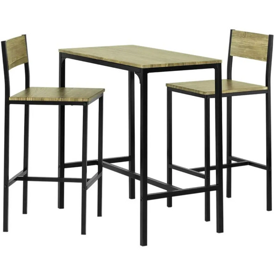 SoBuy Bistrotafel - Bistro Meubelen - Bartafel - 2 Krukken - 3 Delig - OGT03-N