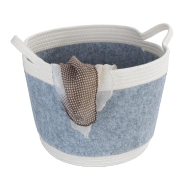 WENKO Bea Opbergmand Zwart - Ø35 x 26 cm - Katoen/Polyester