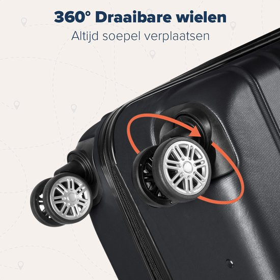 TRVLMORE Kofferset - 2 Delig - 38L Handbagage + 110L Ruimbagage - Lichtgewicht - Trolley - Reiskoffer Set - Zwart