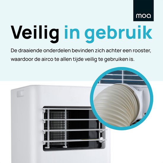 MOA Mobiele Airco - 7.000 BTU - Airconditioner - afstandsbediening - Energieklasse A - Raamafdichtingskits - tot 60 m³ koelen - Wit