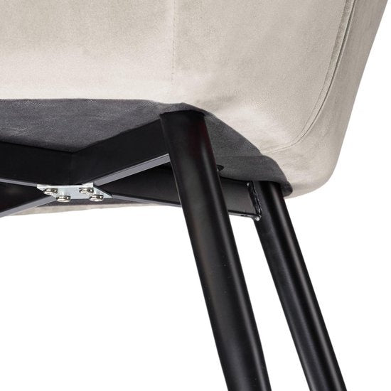 tectake® - Stoel - eetkamerstoel - Marilyn fluweellook zwart/crème - 403662