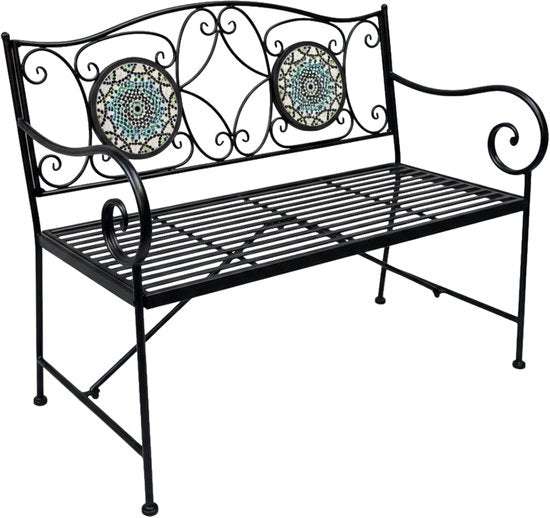 AXI Margot Mozaïek Tuinbank Multikleur – Metalen Tuinbank – 107 x 54 x 92 cm – Tuinbank voor 2 Personen - Mozaïeklook – Ingelegd met keramische tegels – Voor tuin, terras en balkon