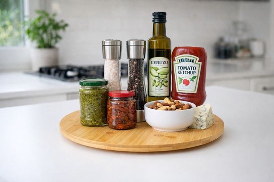 Ceruzo Lazy Susan - Draaibaar Dienblad - Ø 35cm - Draaiplateau -Serveerbord-Bamboe
