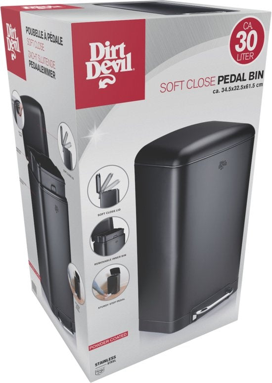 Dirt Devil Pedaalemmer 30 Liter - Prullenbak - RVS - Zwart