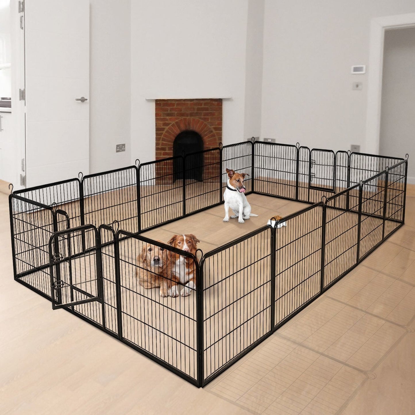 Coast 8-delige Opvouwbare Metalen Hondenren - Zwart - 212 x 212 x 100