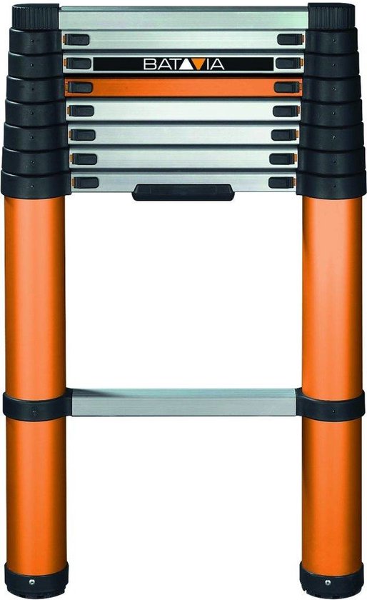 Batavia Telescopische ladder 2.63m - SoftClose & AntiSlip - Uitgeschoven lengte 263cm - Antislip - Gepatenteerde soft-close - Max. belasting 150kg - Werkhoogte 363cm - Giraffe Air