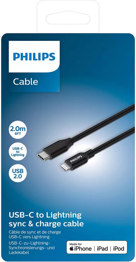 Philips DLC3106L/03 Oplaadkabel - USB-C naar Lightning-Kabel