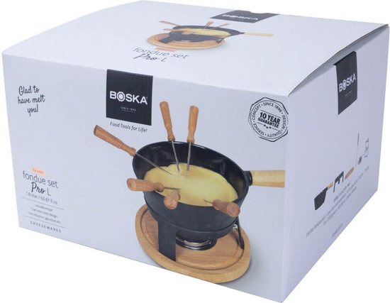 Boska Fondueset Pro L - Kaasfondueset - Voor elk type fornuis - Robuust & onbreekbaar gietijzer - 1,8 liter