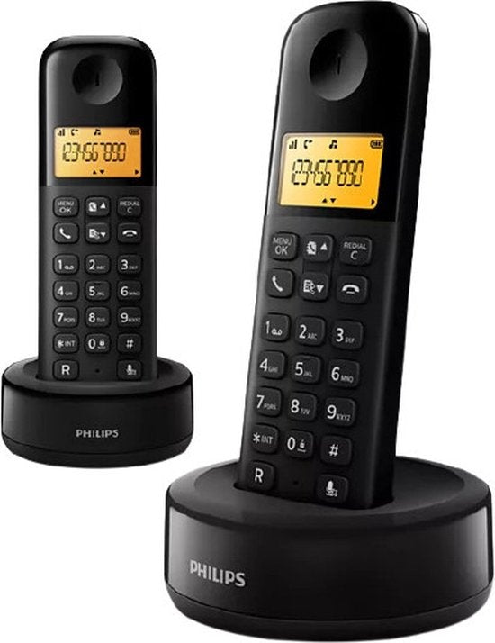 Philips D1602B/01 Huistelefoon - DECT Telefoon - 2 Handsets - Zwart