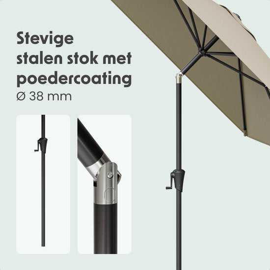 LifeGoods Parasol - Tuin - 200x300cm - 30° Kantelbaar - Waterdicht - UPF50+ - Taupe