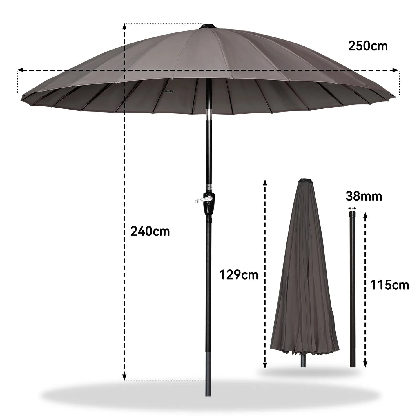 Angel Living 250 cm Kantelbare Tuinparasol Beige – Handslinger, UV-bescherming, Aluminium Frame