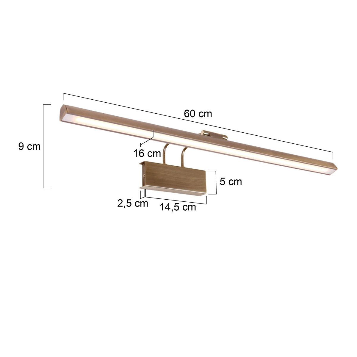Steinhauer Litho LED - Wandlamp Klassiek - Brons - H:9.4cm  - Universeel - Voor Binnen - Metaal - Wandlampen - Slaapkamer - Woonkamer