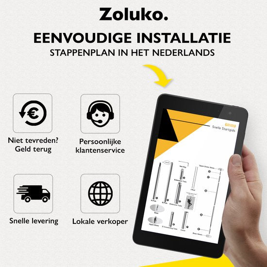 Zoluko Professionele Danspaal - Verstelbaar in hoogte: 2,24 m tot 2,74 m - Roterend en Statisch - 200KG Draagvermogen - Paaldansen - Dansstang - Pole Dance - Dance Pole - Zilver/Chroom