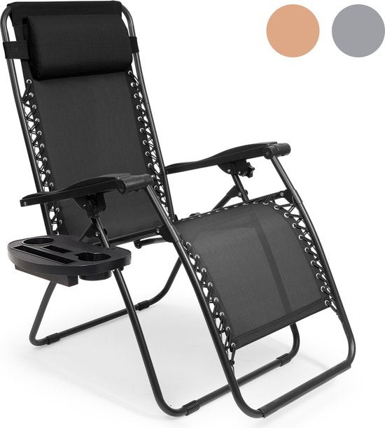 LifeGoods Opvouwbare Tuinstoel - 30°-90° Verstelbaar - Metaal - Zwart