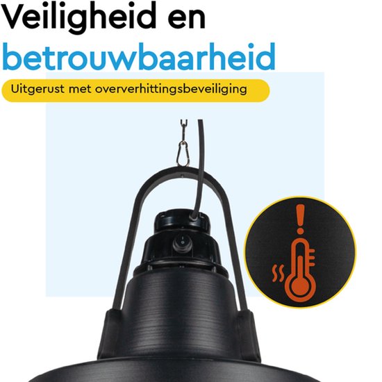 BRASQ Retro Elektrische Terrasverwarmer hangend – 3 warmtestanden – met afstandsbediening – IP24 -Spatwaterdicht - Voor binnen en buiten – 2000 W