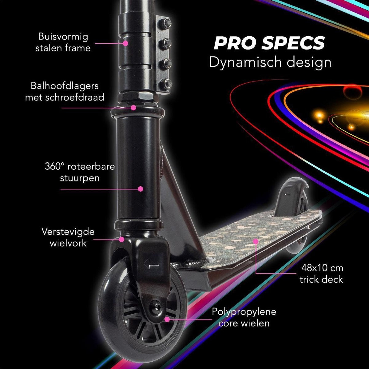 LifeGoods StuntRider - Stuntstep - 100mm Wielen - Zwart