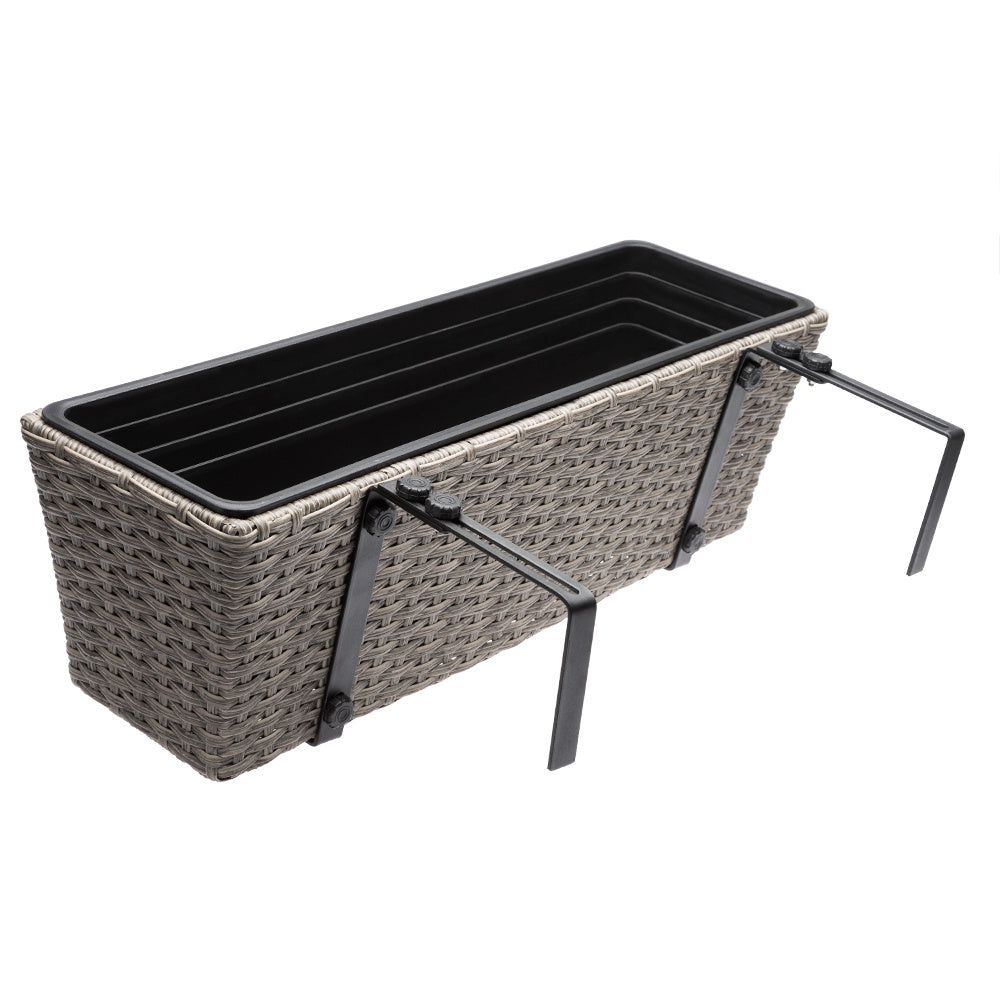 Casaria Polyrattan Bloembak - 2 Stuks Incl. Ophangbeugels - Beige