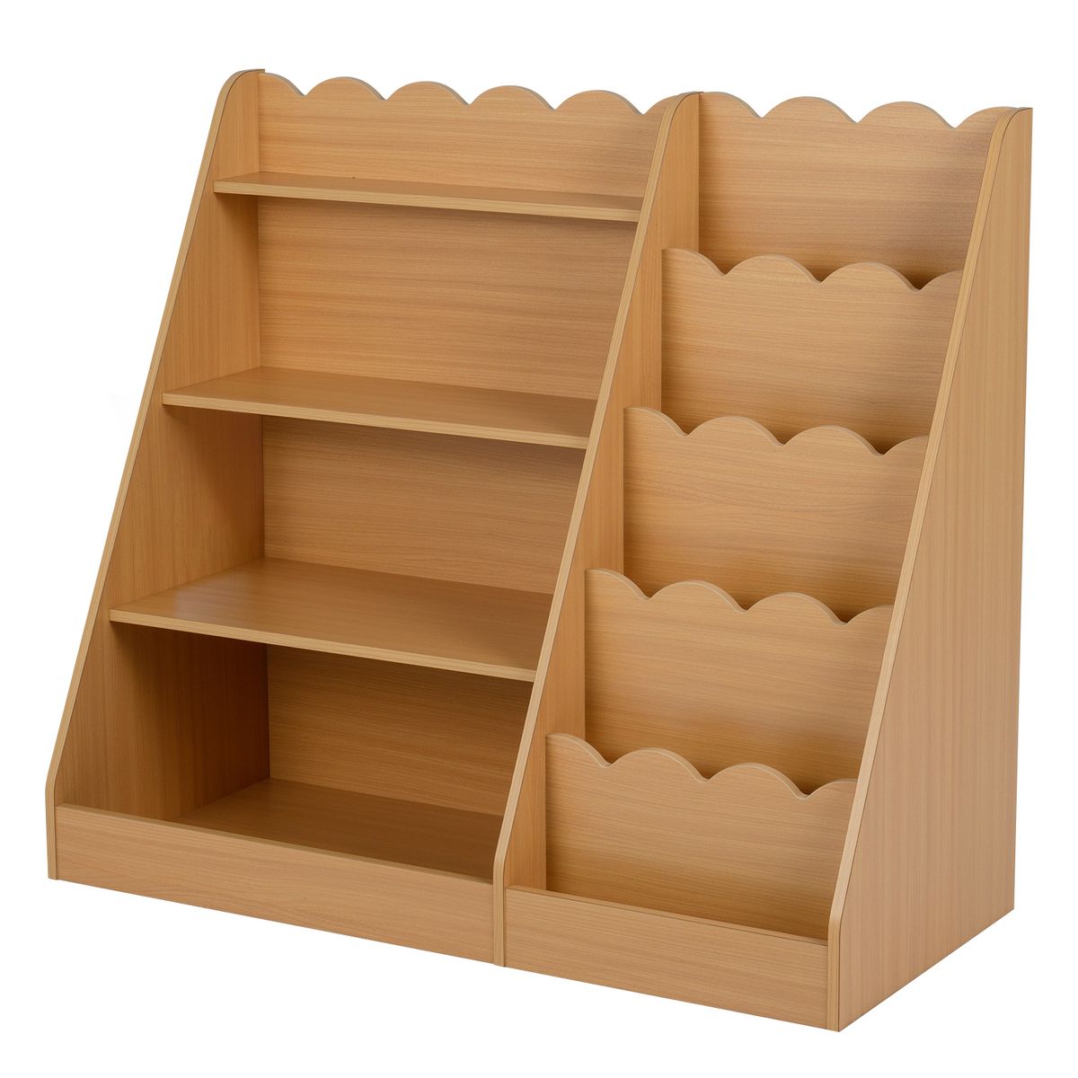 Coast Kinderboekenrek - 4 open vakken - verborgen opbergvak - hout - naturel